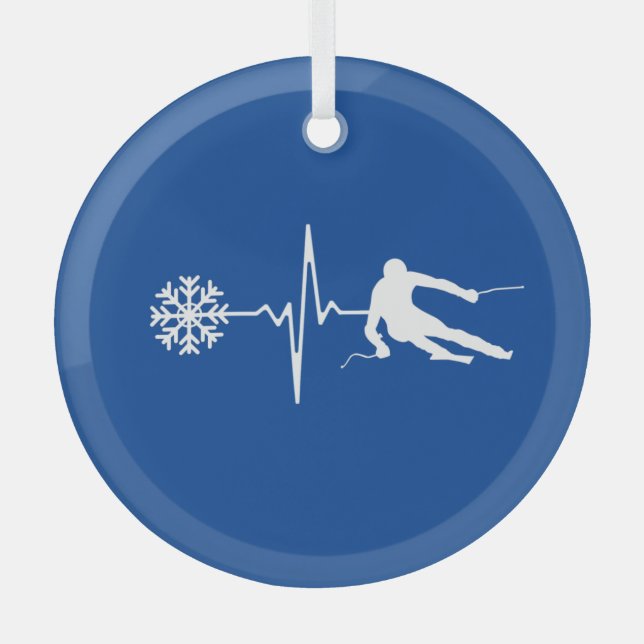 Skifahren Ornament Aus Glas (Vorderseite)