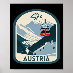 Skifahren Österreich Retro Vintage Stil Österreich Poster