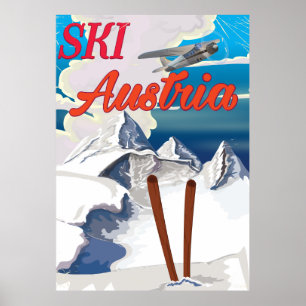 Skifahren Österreich Vintage-Reiseposter Poster
