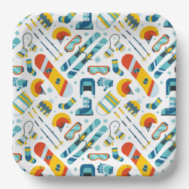 Skifahren Papierplatten, Snowboard-Party Pappteller
