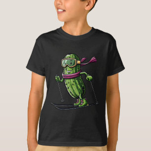 Skifahren Pickle mit Schwimmbrille Lustiger Winter T-Shirt