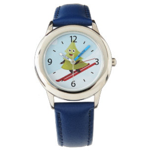 Skifahren Pine Tree Niedlicher Schneesport Winter Armbanduhr