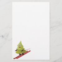Skifahren Pine Tree Niedlicher Schneesport Winter
