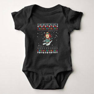 Skifahren Pinguin Weihnachten Baby Strampler