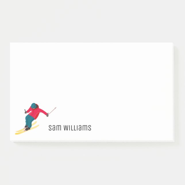 Skifahren Post-it Klebezettel (Vorderseite)