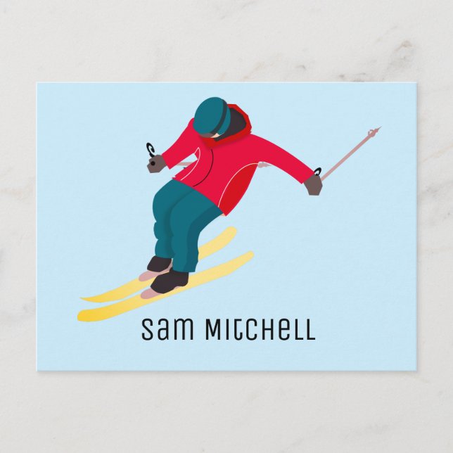 Skifahren Postkarte (Vorderseite)