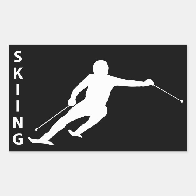 Skifahren Rechteckiger Aufkleber (Vorderseite)