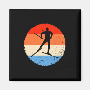 Skifahren Retro Langläufer Magnet