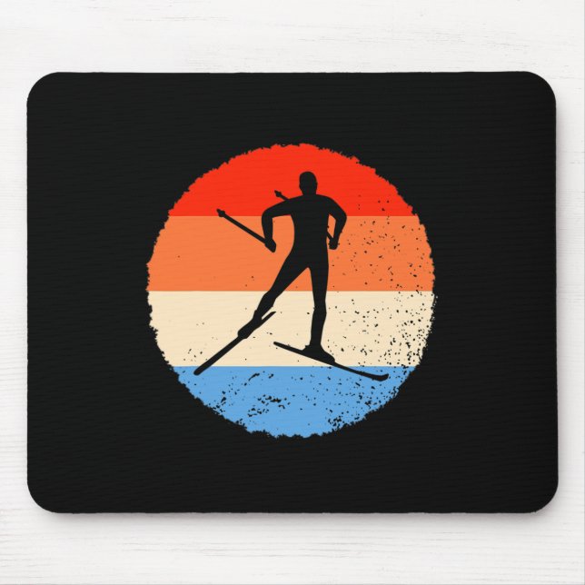Skifahren Retro Langläufer  Mousepad (Vorne)