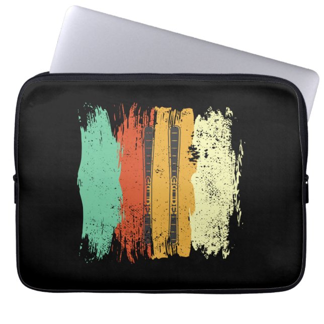 Skifahren Retro Ski Laptopschutzhülle (Vorderseite)