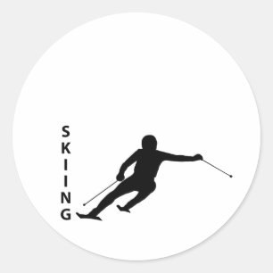 Skifahren Runder Aufkleber