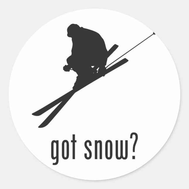 Skifahren Runder Aufkleber (Vorderseite)
