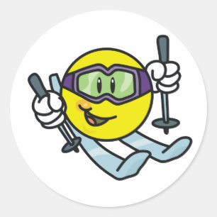 Skifahren Runder Aufkleber