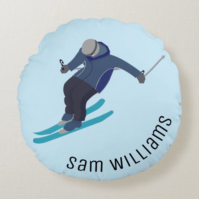 Skifahren Rundes Kissen (Vorderseite)