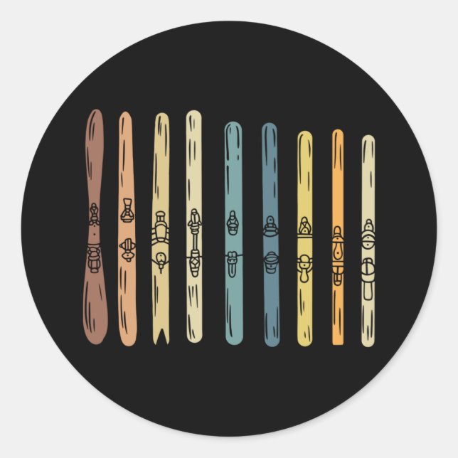 Skifahren - Sammlung von Skischulen Runder Aufkleber (Vorderseite)