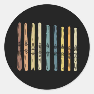 Skifahren - Sammlung von Skischulen Runder Aufkleber