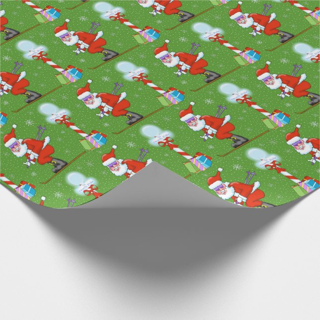 Skifahren-Sankt-WeihnachtsPackpapier Geschenkpapier (Ecke)