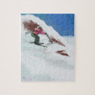 Skifahren-Schnee-Gebirgskunst Puzzle