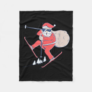 Skifahren Schnee Weihnachtsmann Weihnachten X-mas  Fleecedecke