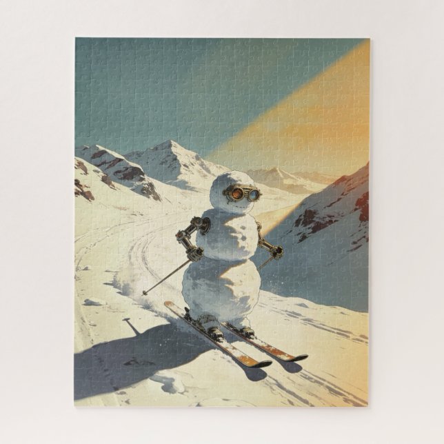 Skifahren Schneemann  Puzzle (Vertikal)
