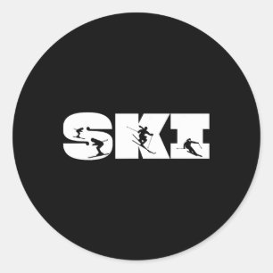 Skifahren Schneeschuhwandern für begeisterte Skifa Runder Aufkleber