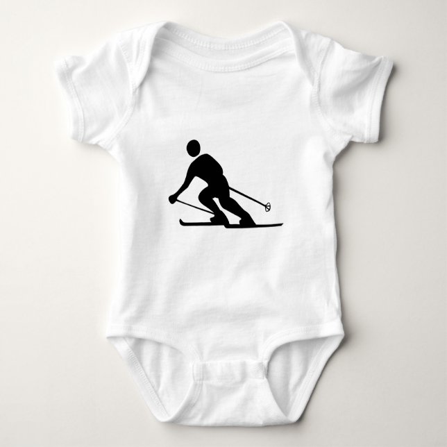 Skifahren - Schwarz Baby Strampler (Vorderseite)