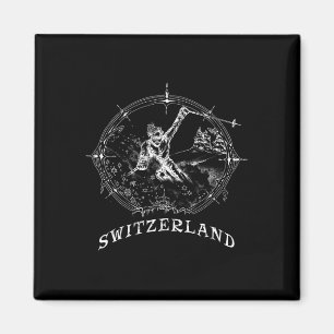 Skifahren Schweiz Vintage-Schneesport-Urlaub Magnet