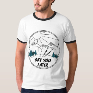 Skifahren Sie später in einem sonnigen Ski Pub T-Shirt