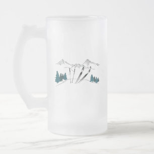 Skifahren Sie später Ski Szene Wintersport Mattglas Bierglas