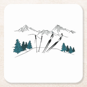 Skifahren Sie später Ski Szene Wintersport Rechteckiger Pappuntersetzer