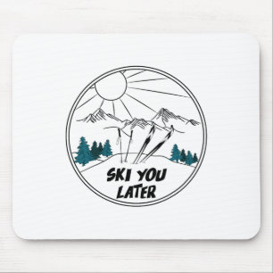 Skifahren Sie später Winter Sport Vintage Pulversc Mousepad
