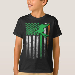 Skifahren Ski Irisch Amerikanische Flagge St. Patr T-Shirt