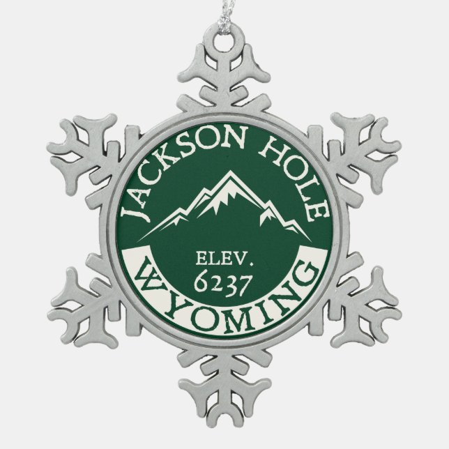 Skifahren Ski-Jackson Hole Wyoming Schneeflocken Zinn-Ornament (Vorderseite)