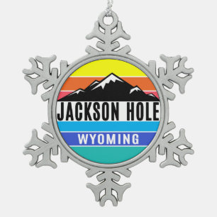 Skifahren Ski-Jackson Hole Wyoming Schneeflocken Zinn-Ornament