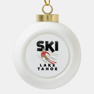 Skifahren - Ski Lake Tahoe Keramik Kugel-Ornament