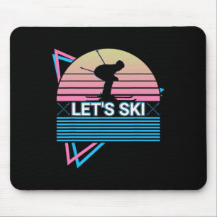 Skifahren Ski Retro Lasst uns Ski fahren Mousepad