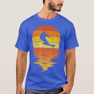 Skifahren Ski-Shirt Retro-Sonnenuntergang 70er Vin T-Shirt
