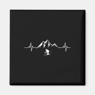 Skifahren Ski Skifahrer Berg Herzschlag Shirt Natu Magnet