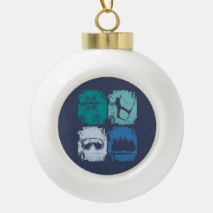 Skifahren Ski Skifahrer Wintersport Keramik Kugel-Ornament