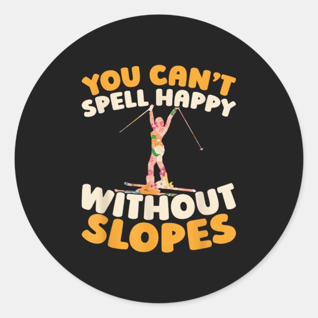 Skifahren Ski - Wintersportler _1 Runder Aufkleber (Vorderseite)