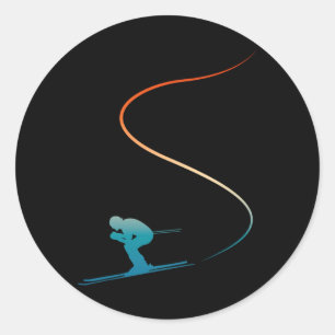 Skifahren Skiausrüstung Retro Vintage Nordischer S Runder Aufkleber