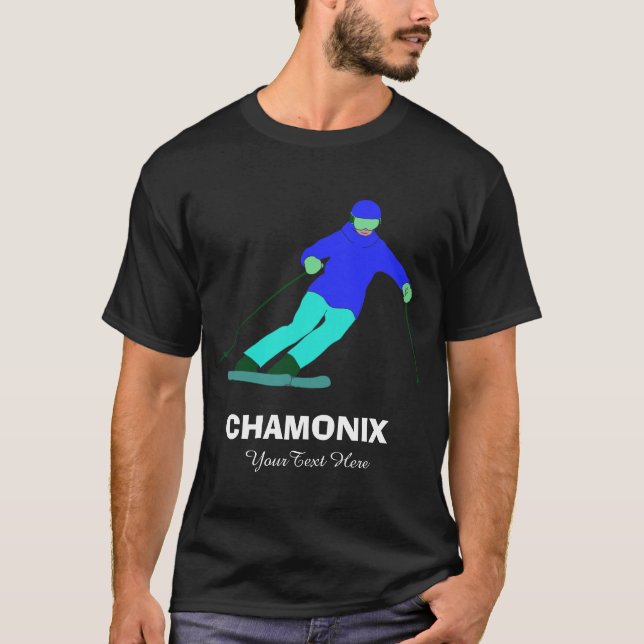 Skifahren Skier Schnee Ski Racing Custom Chamonix T-Shirt (Vorderseite)