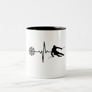 Skifahren - Skifahren Herzschlag Skiverleih Zweifarbige Tasse