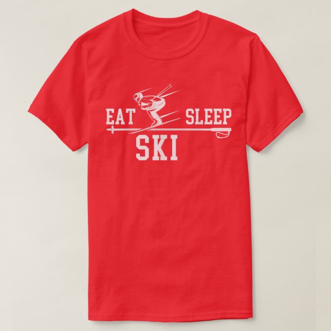 Skifahren Skifahren Sleep Wiederholung Winter Snow T-Shirt (Design vorne)