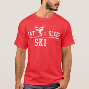 Skifahren Skifahren Sleep Wiederholung Winter Snow T-Shirt
