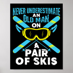 Skifahren Skiliebhaber Wintersport Alter Mann Seni Poster