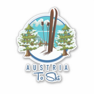 Skifahren, Skiposter-Logo. Aufkleber