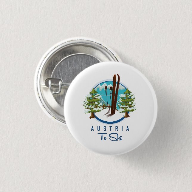 Skifahren, Skiposter-Logo. Button (Vorne & Hinten)