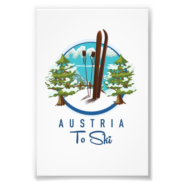 Skifahren, Skiposter-Logo. Fotodruck (Vorne)