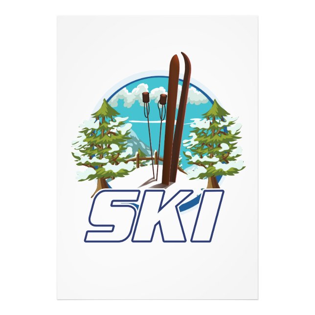 Skifahren, Skiposter-Logo. Fotodruck (Vorne)